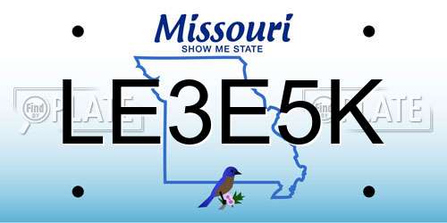LE3E5K Missouri License Plate