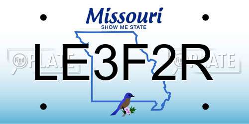 LE3F2R Missouri License Plate
