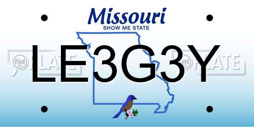 LE3G3Y Missouri License Plate