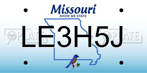 LE3H5J Missouri License Plate