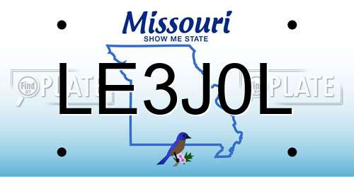 LE3J0L Missouri License Plate