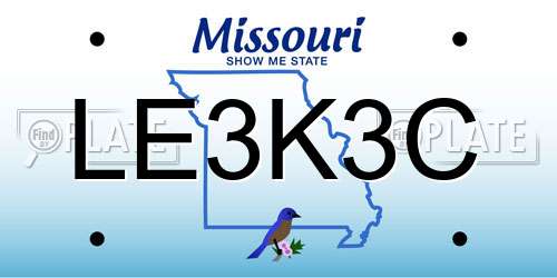 LE3K3C Missouri License Plate