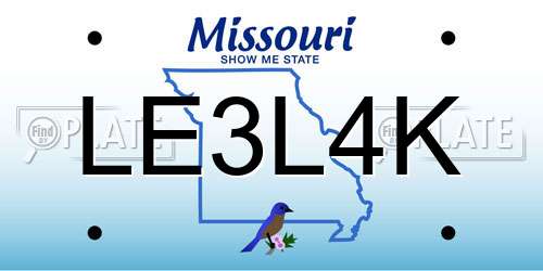 LE3L4K Missouri License Plate