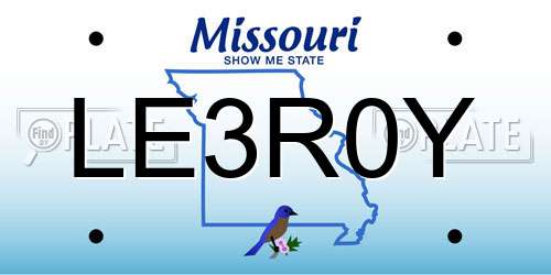 LE3R0Y Missouri License Plate
