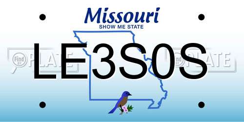 LE3S0S Missouri License Plate