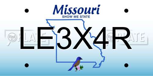 LE3X4R Missouri License Plate