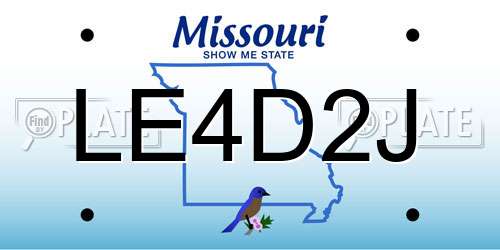 LE4D2J Missouri License Plate