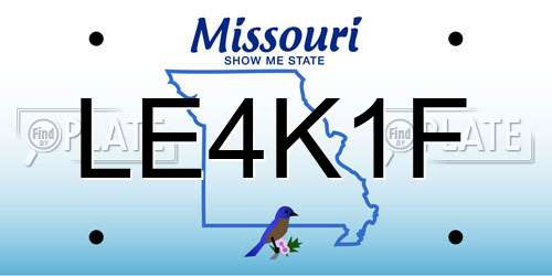 LE4K1F Missouri License Plate