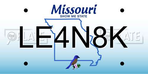 LE4N8K Missouri License Plate