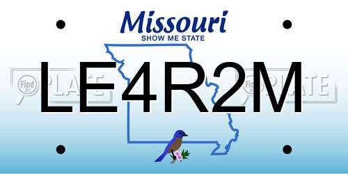 LE4R2M Missouri License Plate