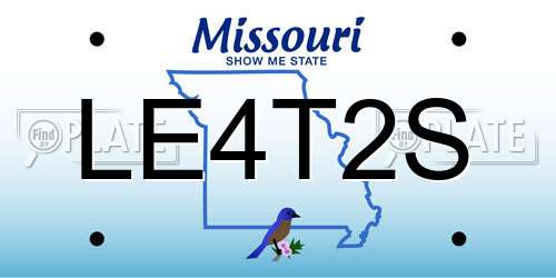 LE4T2S Missouri License Plate