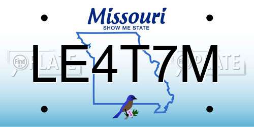 LE4T7M Missouri License Plate