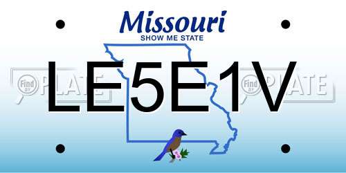 LE5E1V Missouri License Plate