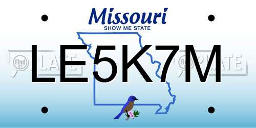 LE5K7M Missouri License Plate