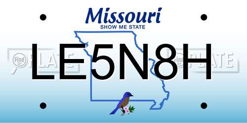 LE5N8H Missouri License Plate