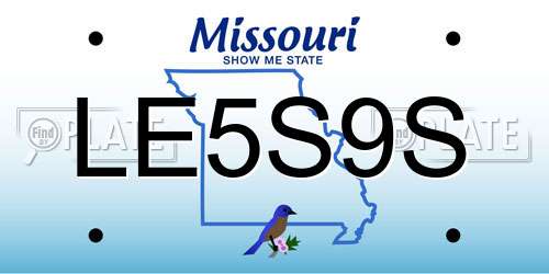 LE5S9S Missouri License Plate