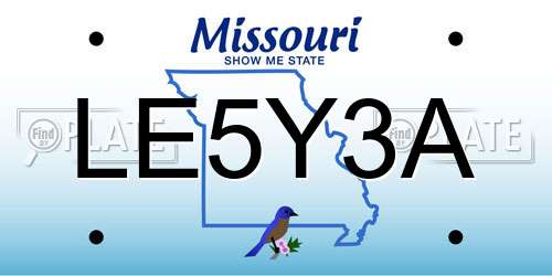 LE5Y3A Missouri License Plate