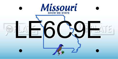 LE6C9E Missouri License Plate