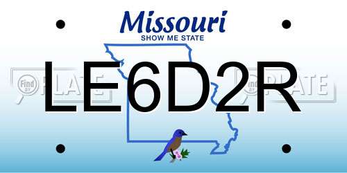 LE6D2R Missouri License Plate