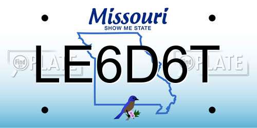 LE6D6T Missouri License Plate
