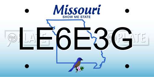 LE6E3G Missouri License Plate