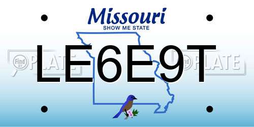 LE6E9T Missouri License Plate