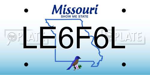 LE6F6L Missouri License Plate