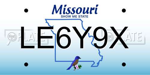 LE6Y9X Missouri License Plate
