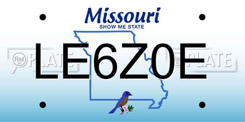 LE6Z0E Missouri License Plate
