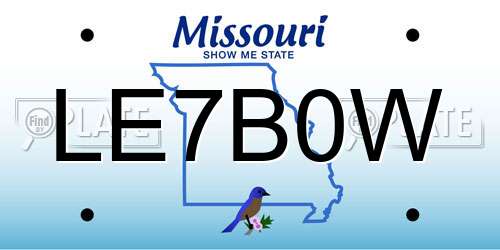 LE7B0W Missouri License Plate