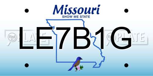 LE7B1G Missouri License Plate