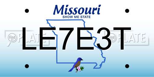 LE7E3T Missouri License Plate