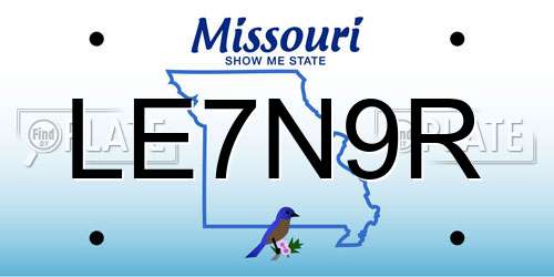 LE7N9R Missouri License Plate