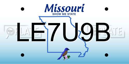 LE7U9B Missouri License Plate