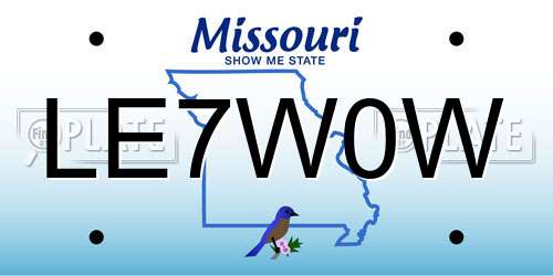 LE7W0W Missouri License Plate