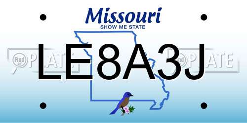 LE8A3J Missouri License Plate