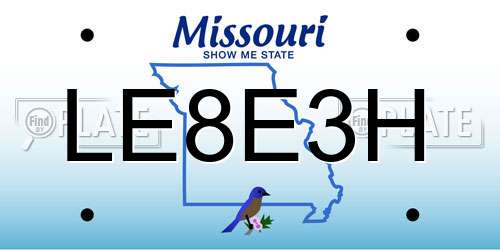 LE8E3H Missouri License Plate