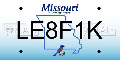 LE8F1K Missouri License Plate