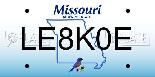 LE8K0E Missouri License Plate