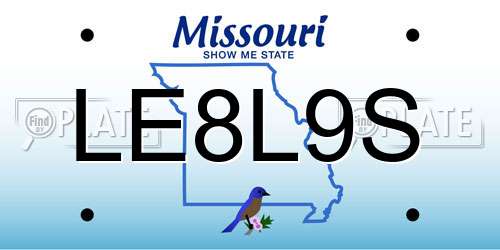 LE8L9S Missouri License Plate