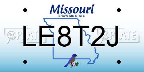 LE8T2J Missouri License Plate