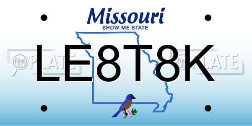 LE8T8K Missouri License Plate