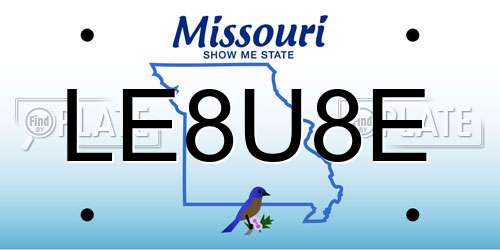 LE8U8E Missouri License Plate