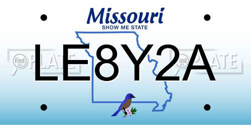LE8Y2A Missouri License Plate