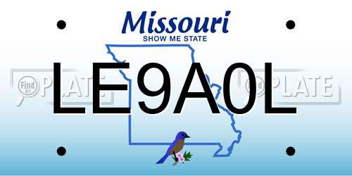 LE9A0L Missouri License Plate