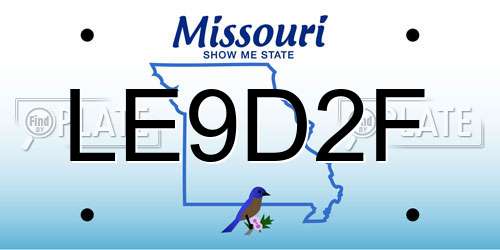 LE9D2F Missouri License Plate