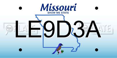 LE9D3A Missouri License Plate