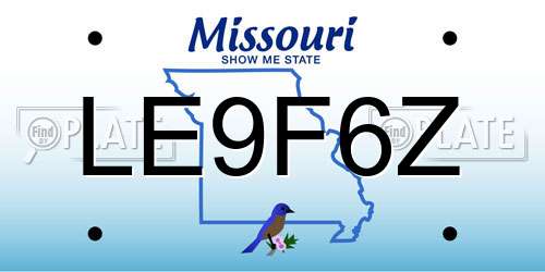LE9F6Z Missouri License Plate