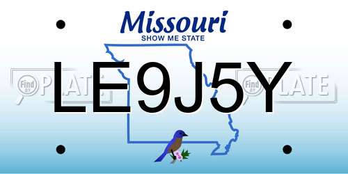 LE9J5Y Missouri License Plate