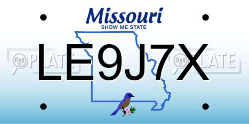 LE9J7X Missouri License Plate